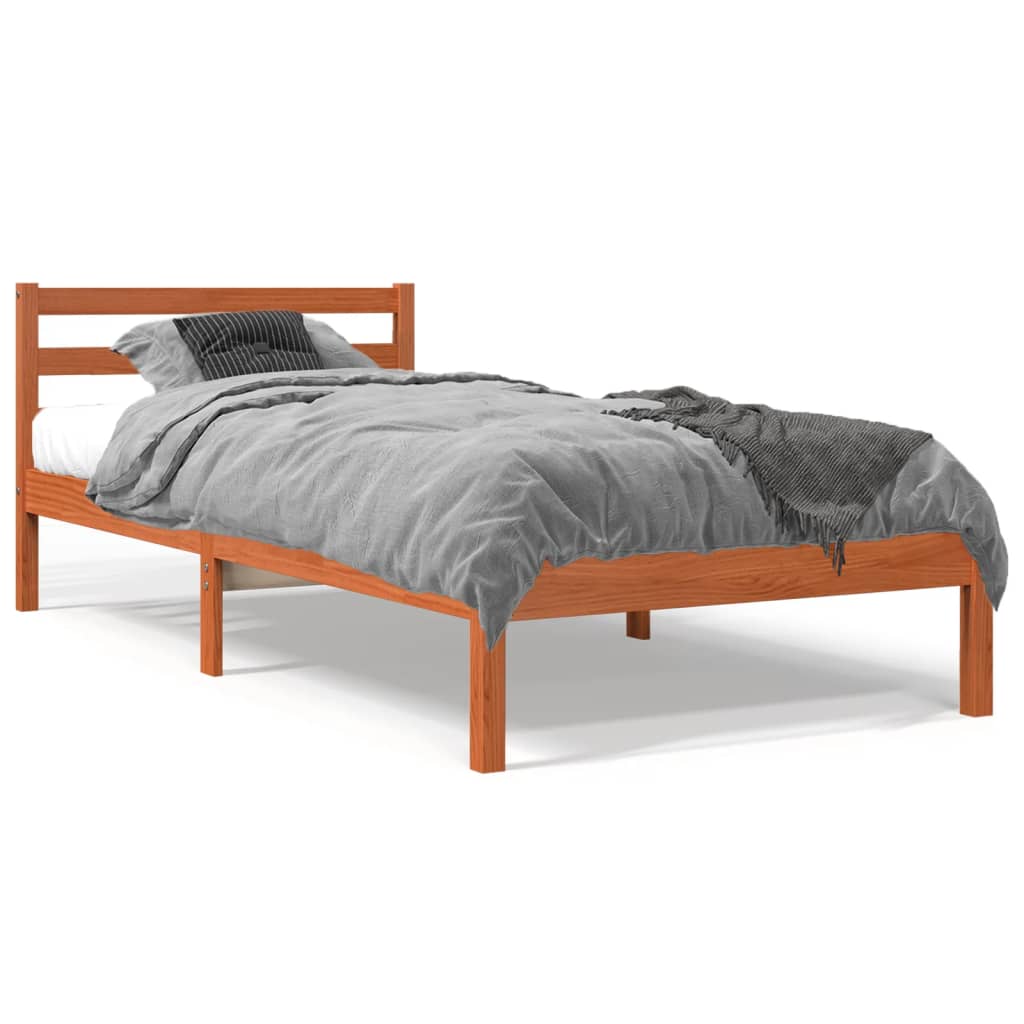 Bed Frame without Mattress Wax Brown 100x200 cm Solid Wood Pine